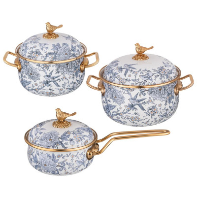 Набор посуды серия ROYAL GARDEN 6пр: кастрюли 2,1л+2,8л (16+18см) и ковш 0,9л (14 см) LEFARD 950-781