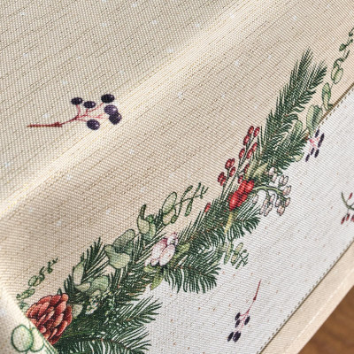 Скатерть 110х140 cm прямоугольная, "CELEBRATION", цвет: бежевый, полиэстер 100% (кор=34шт LEFARD 986-001-18-1