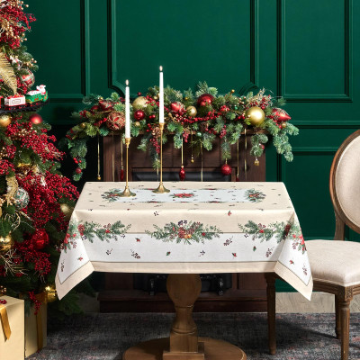 Скатерть 110х140 cm прямоугольная, "CELEBRATION", цвет: бежевый, полиэстер 100% (кор=34шт LEFARD 986-001-18