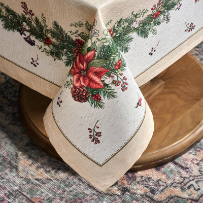 Скатерть 110х140 cm прямоугольная, "CELEBRATION", цвет: бежевый, полиэстер 100% (кор=34шт LEFARD 986-001-18-4