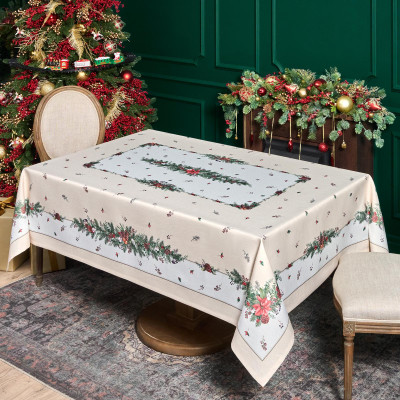 Скатерть 160х220 cm прямоугольная, "CELEBRATION", цвет: бежевый, полиэстер 100% (кор=18 LEFARD 986-001-20-12