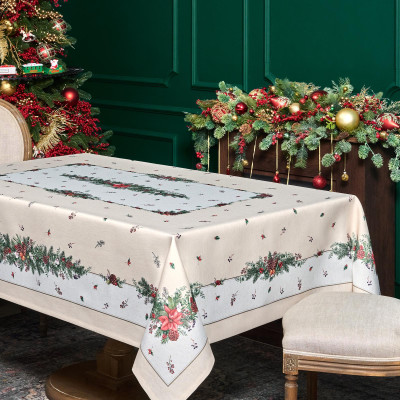 Скатерть 160х220 cm прямоугольная, "CELEBRATION", цвет: бежевый, полиэстер 100% (кор=18 LEFARD 986-001-20-13