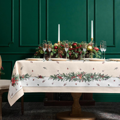 Скатерть 160х220 cm прямоугольная, "CELEBRATION", цвет: бежевый, полиэстер 100% (кор=18 LEFARD 986-001-20-3