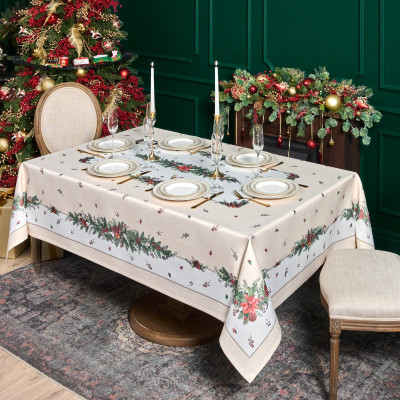 Скатерть 160х220 cm прямоугольная, "CELEBRATION", цвет: бежевый, полиэстер 100% (кор=18 LEFARD 986-001-20-5