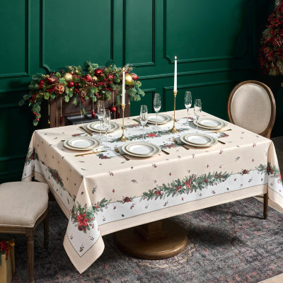 Скатерть 160х220 cm прямоугольная, "CELEBRATION", цвет: бежевый, полиэстер 100% (кор=18 LEFARD 986-001-20-6