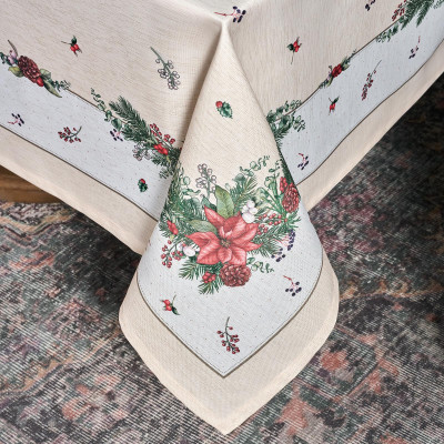 Скатерть 160х220 cm прямоугольная, "CELEBRATION", цвет: бежевый, полиэстер 100% (кор=18 LEFARD 986-001-20-7