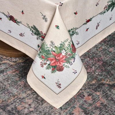 Скатерть 140х300 cm прямоугольная, "CELEBRATION", цвет: бежевый, tm , полиэстер 100% (кор=14ш LEFARD 986-001-21-1