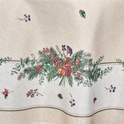 Скатерть d145 cm круглая, "CELEBRATION", цвет: бежевый, полиэстер 100% (кор=32шт.) LEFARD 986-001-24-3