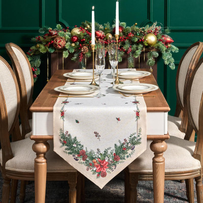 Дорожка на стол 45х145 cm "CELEBRATION", цвет: бежевый, полиэстер 100% (кор=80шт.) LEFARD 986-001-3-1