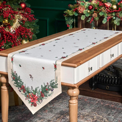 Дорожка на стол 45х145 cm "CELEBRATION", цвет: бежевый, полиэстер 100% (кор=80шт.) LEFARD 986-001-3-2