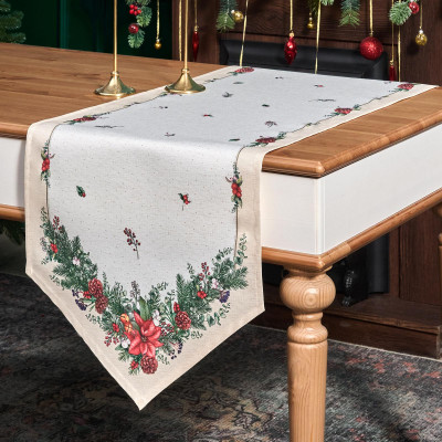 Дорожка на стол 45х145 cm "CELEBRATION", цвет: бежевый, полиэстер 100% (кор=80шт.) LEFARD 986-001-3