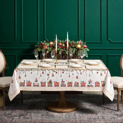 Скатерть 160х220 cm прямоугольная, " ЩЕЛКУНЧИК" цвет: бежевый, tm , полиэстер 100% (кор=18шт.) LEFARD 986-002-20