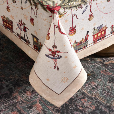 Скатерть 175х400 cm прямоугольная, " ЩЕЛКУНЧИК" цвет: бежевый, tm , полиэстер 100% (кор=12шт.) LEFARD 986-002-23-2