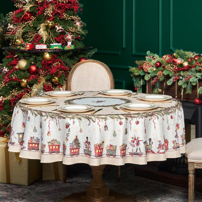 Скатерть d185 cm круглая, " ЩЕЛКУНЧИК" цвет: бежевый, tm , полиэстер 100% (кор=22шт.) LEFARD 986-002-25-11