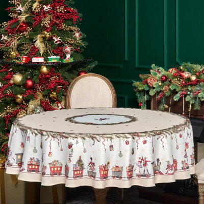 Скатерть d185 cm круглая, " ЩЕЛКУНЧИК" цвет: бежевый, tm , полиэстер 100% (кор=22шт.) LEFARD 986-002-25-14