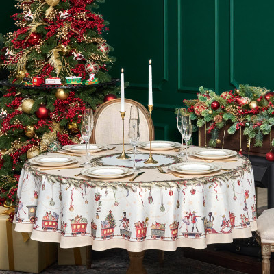 Скатерть d185 cm круглая, " ЩЕЛКУНЧИК" цвет: бежевый, tm , полиэстер 100% (кор=22шт.) LEFARD 986-002-25-3