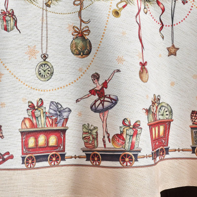 Скатерть d185 cm круглая, " ЩЕЛКУНЧИК" цвет: бежевый, tm , полиэстер 100% (кор=22шт.) LEFARD 986-002-25-7