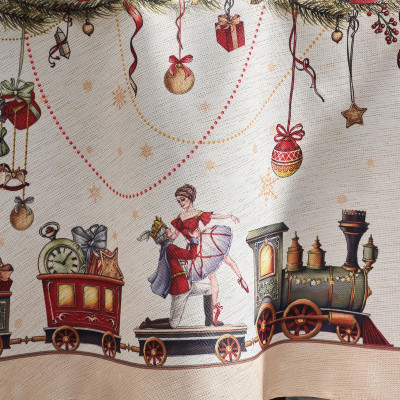 Скатерть d185 cm круглая, " ЩЕЛКУНЧИК" цвет: бежевый, tm , полиэстер 100% (кор=22шт.) LEFARD 986-002-25-8