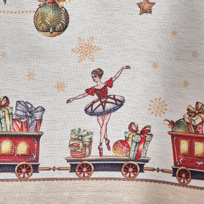 Скатерть 140х300 cm овальная, " ЩЕЛКУНЧИК" цвет: бежевый, полиэстер 100% (кор=16шт.) LEFARD 986-002-29-3