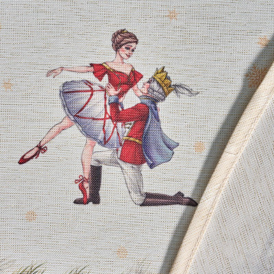 Скатерть 140х300 cm овальная, " ЩЕЛКУНЧИК" цвет: бежевый, полиэстер 100% (кор=16шт.) LEFARD 986-002-29-6