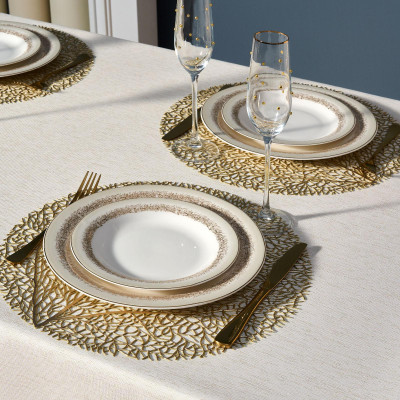 Скатерть 140х180 cm прямоугольная, "ФЕЕРИЯ. ЗОЛОТО", цвет: бежевый, tm , полиэстер 100% (кор= LEFARD 986-003-20-13