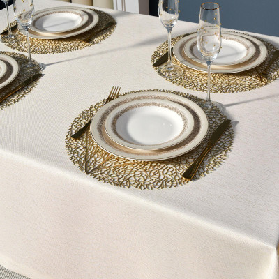 Скатерть 140х180 cm прямоугольная, "ФЕЕРИЯ. ЗОЛОТО", цвет: бежевый, tm , полиэстер 100% (кор= LEFARD 986-003-20-14