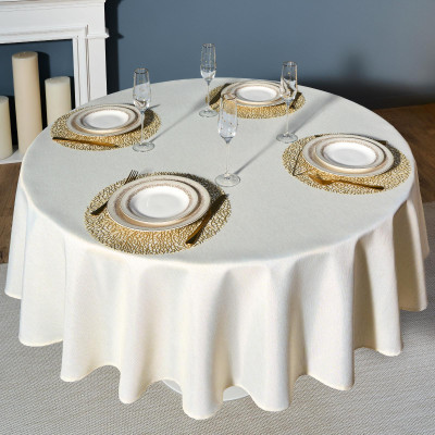 Скатерть d190 cm круглая, "ФЕЕРИЯ. ЗОЛОТО", цвет: бежевый, tm , полиэстер 100% (кор=22шт.) LEFARD 986-003-25-9