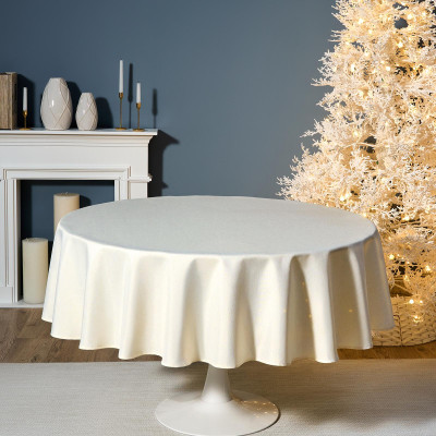 Скатерть d190 cm круглая, "ФЕЕРИЯ. ЗОЛОТО", цвет: бежевый, tm , полиэстер 100% (кор=22шт.) LEFARD 986-003-25-6