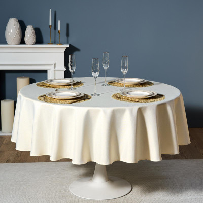 Скатерть d190 cm круглая, "ФЕЕРИЯ. ЗОЛОТО", цвет: бежевый, tm , полиэстер 100% (кор=22шт.) LEFARD 986-003-25-7