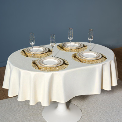 Скатерть 140х180 cm овальная, "ФЕЕРИЯ. ЗОЛОТО", цвет: бежевый, tm , полиэстер 100% (кор=28шт. LEFARD 986-003-27-1