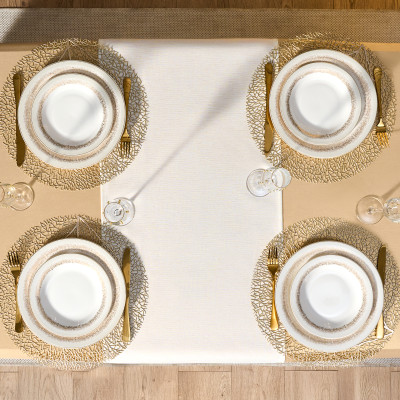 Дорожка на стол 45х150 cm "ФЕЕРИЯ. ЗОЛОТО", цвет: бежевый, tm , полиэстер 100% (кор=80шт.) LEFARD 986-003-3-8