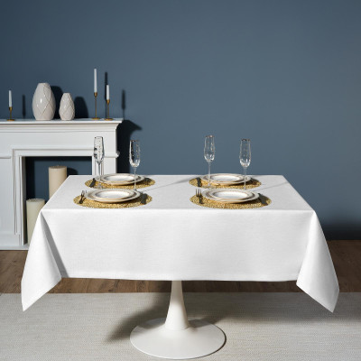 Скатерть 140х180 cm прямоугольная, "ФЕЕРИЯ. СЕРЕБРО", цвет: белый, tm , полиэстер 100% (кор=2 LEFARD 986-004-20-9