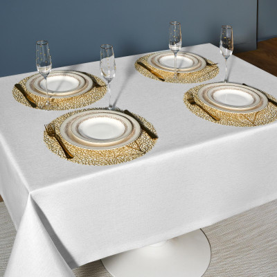 Скатерть 140х180 cm прямоугольная, "ФЕЕРИЯ. СЕРЕБРО", цвет: белый, tm , полиэстер 100% (кор=2 LEFARD 986-004-20-10