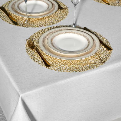 Скатерть 140х180 cm прямоугольная, "ФЕЕРИЯ. СЕРЕБРО", цвет: белый, tm , полиэстер 100% (кор=2 LEFARD 986-004-20-11