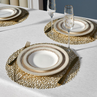 Скатерть 140х180 cm прямоугольная, "ФЕЕРИЯ. СЕРЕБРО", цвет: белый, tm , полиэстер 100% (кор=2 LEFARD 986-004-20-13