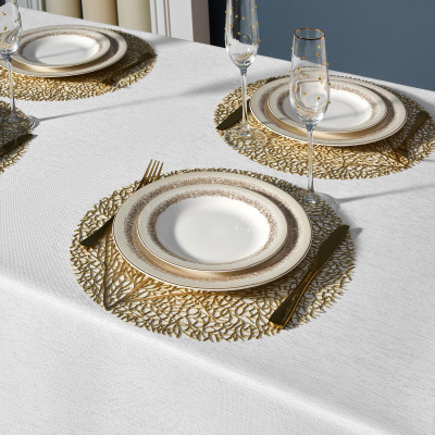 Скатерть 140х180 cm прямоугольная, "ФЕЕРИЯ. СЕРЕБРО", цвет: белый, tm , полиэстер 100% (кор=2 LEFARD 986-004-20-14