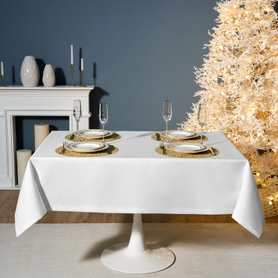 Скатерть 140х180 cm прямоугольная, "ФЕЕРИЯ. СЕРЕБРО", цвет: белый, tm , полиэстер 100% (кор=2 LEFARD 986-004-20-15