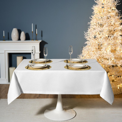 Скатерть 140х180 cm прямоугольная, "ФЕЕРИЯ. СЕРЕБРО", цвет: белый, tm , полиэстер 100% (кор=2 LEFARD 986-004-20