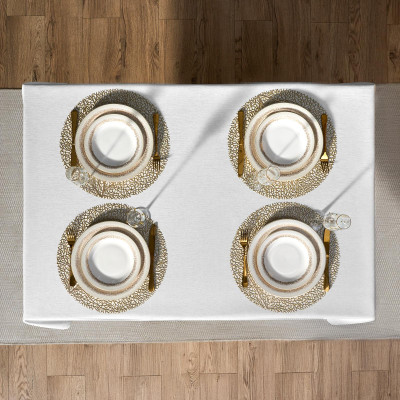 Скатерть 140х180 cm прямоугольная, "ФЕЕРИЯ. СЕРЕБРО", цвет: белый, tm , полиэстер 100% (кор=2 LEFARD 986-004-20-4