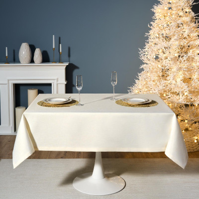 Скатерть 140х180 cm прямоугольная, "ФЕЕРИЯ. СЕРЕБРО", цвет: белый, tm , полиэстер 100% (кор=2 LEFARD 986-004-20-5