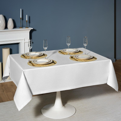 Скатерть 140х180 cm прямоугольная, "ФЕЕРИЯ. СЕРЕБРО", цвет: белый, tm , полиэстер 100% (кор=2 LEFARD 986-004-20-6