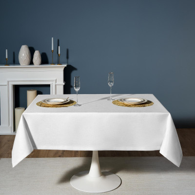 Скатерть 140х180 cm прямоугольная, "ФЕЕРИЯ. СЕРЕБРО", цвет: белый, tm , полиэстер 100% (кор=2 LEFARD 986-004-20-8