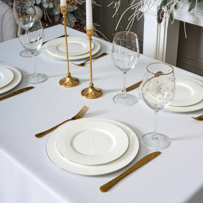 Скатерть 160х220 cm прямоугольная, "ФЕЕРИЯ. СЕРЕБРО", цвет: белый, tm , полиэстер 100% (кор=1 LEFARD 986-004-21-1