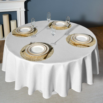 Скатерть d190 cm круглая, "ФЕЕРИЯ. СЕРЕБРО", цвет: белый, tm , полиэстер 100% (кор=22шт.) LEFARD 986-004-25-9
