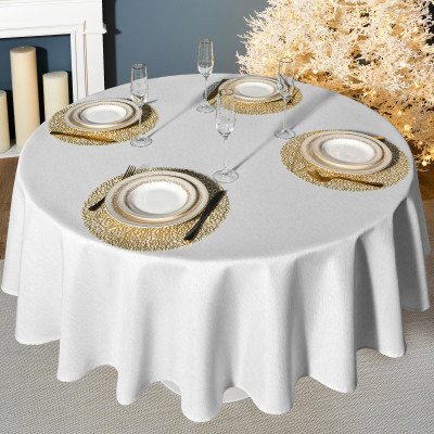 Скатерть d190 cm круглая, "ФЕЕРИЯ. СЕРЕБРО", цвет: белый, tm , полиэстер 100% (кор=22шт.) LEFARD 986-004-25-1