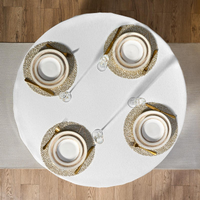 Скатерть d190 cm круглая, "ФЕЕРИЯ. СЕРЕБРО", цвет: белый, tm , полиэстер 100% (кор=22шт.) LEFARD 986-004-25-6