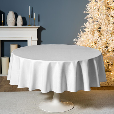 Скатерть d190 cm круглая, "ФЕЕРИЯ. СЕРЕБРО", цвет: белый, tm , полиэстер 100% (кор=22шт.) LEFARD 986-004-25-7
