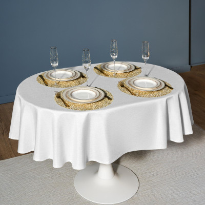 Скатерть 140х180 cm овальная, "ФЕЕРИЯ. СЕРЕБРО", цвет: белый, tm , полиэстер 100% (кор=28шт.) LEFARD 986-004-27-10