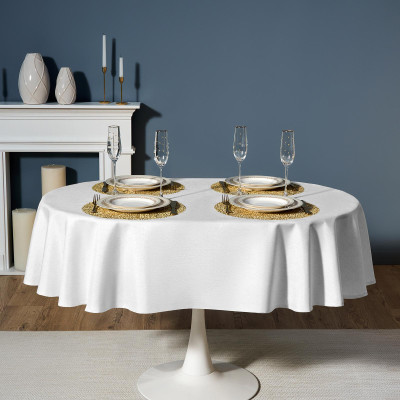 Скатерть 140х180 cm овальная, "ФЕЕРИЯ. СЕРЕБРО", цвет: белый, tm , полиэстер 100% (кор=28шт.) LEFARD 986-004-27-4