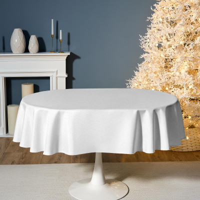 Скатерть 140х180 cm овальная, "ФЕЕРИЯ. СЕРЕБРО", цвет: белый, tm , полиэстер 100% (кор=28шт.) LEFARD 986-004-27-5